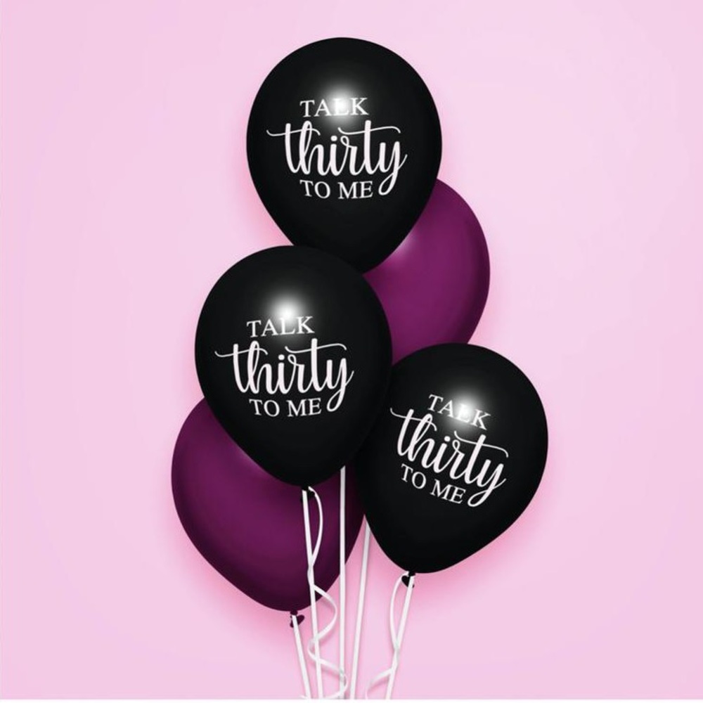 Set of 10 - Black “ Talk Thirty to Me ” Balloons